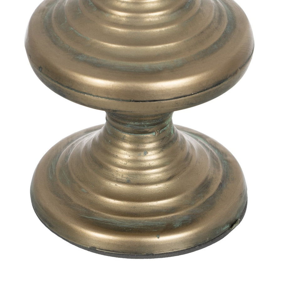 PORTAVELAS ORO VIEJO METAL DECORACIÓN 14 X 14 X 45,50 CM