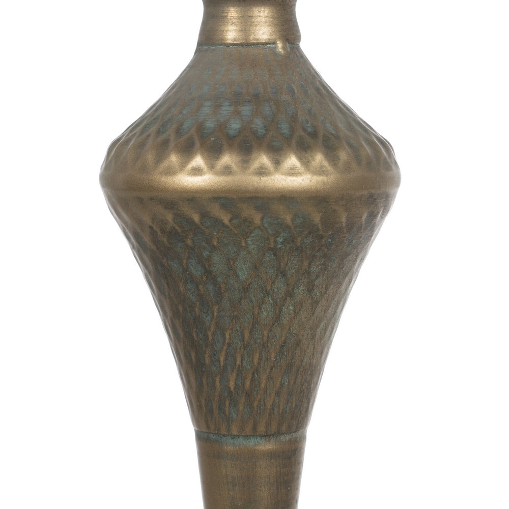 PORTAVELAS ORO VIEJO METAL DECORACIÓN 14 X 14 X 59 CM