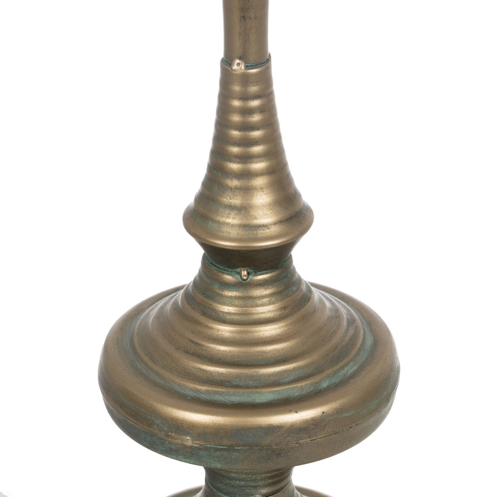 PORTAVELAS ORO VIEJO METAL DECORACIÓN 14 X 14 X 59 CM
