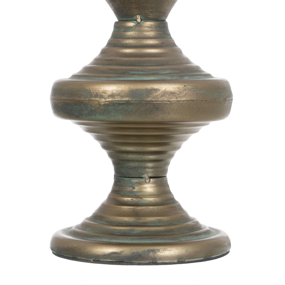 PORTAVELAS ORO VIEJO METAL DECORACIÓN 14 X 14 X 59 CM