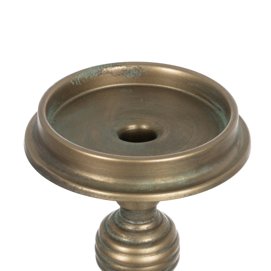 PORTAVELAS ORO VIEJO METAL DECORACIÓN 14 X 14 X 59 CM