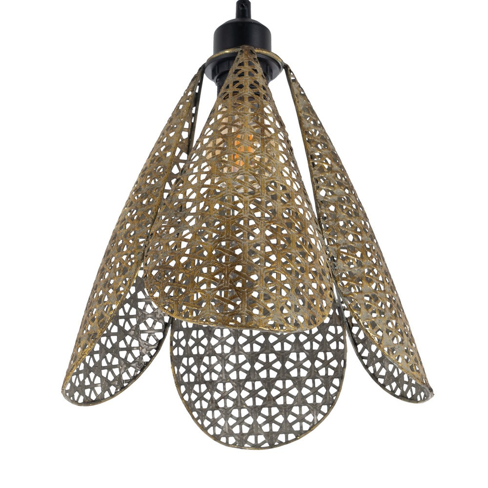 LÁMPARA TECHO ORO-PLATA METAL 24 X 24 X 31,50 CM