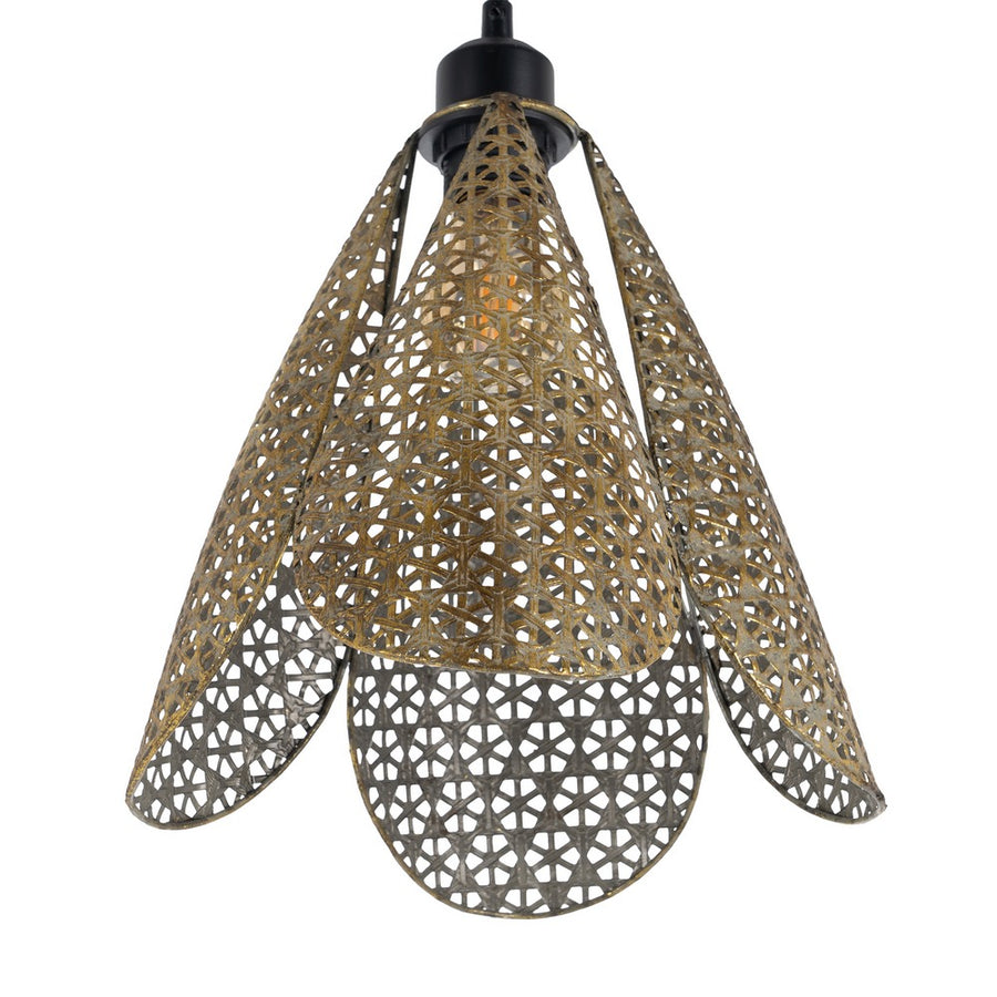 LÁMPARA TECHO ORO-PLATA METAL 24 X 24 X 31,50 CM