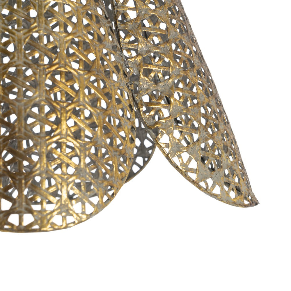 LÁMPARA TECHO ORO-PLATA METAL 24 X 24 X 31,50 CM