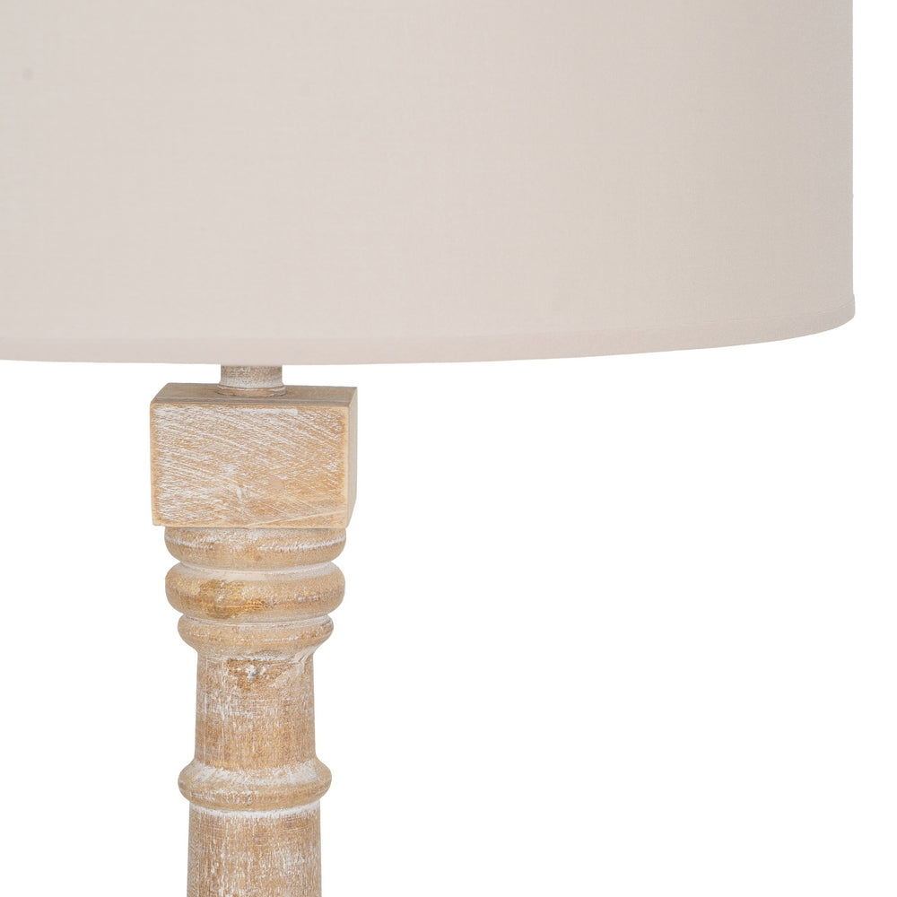 NATURAL WOOD / FABRIC TABLE LAMP 40 X 40 X 82.50 CM