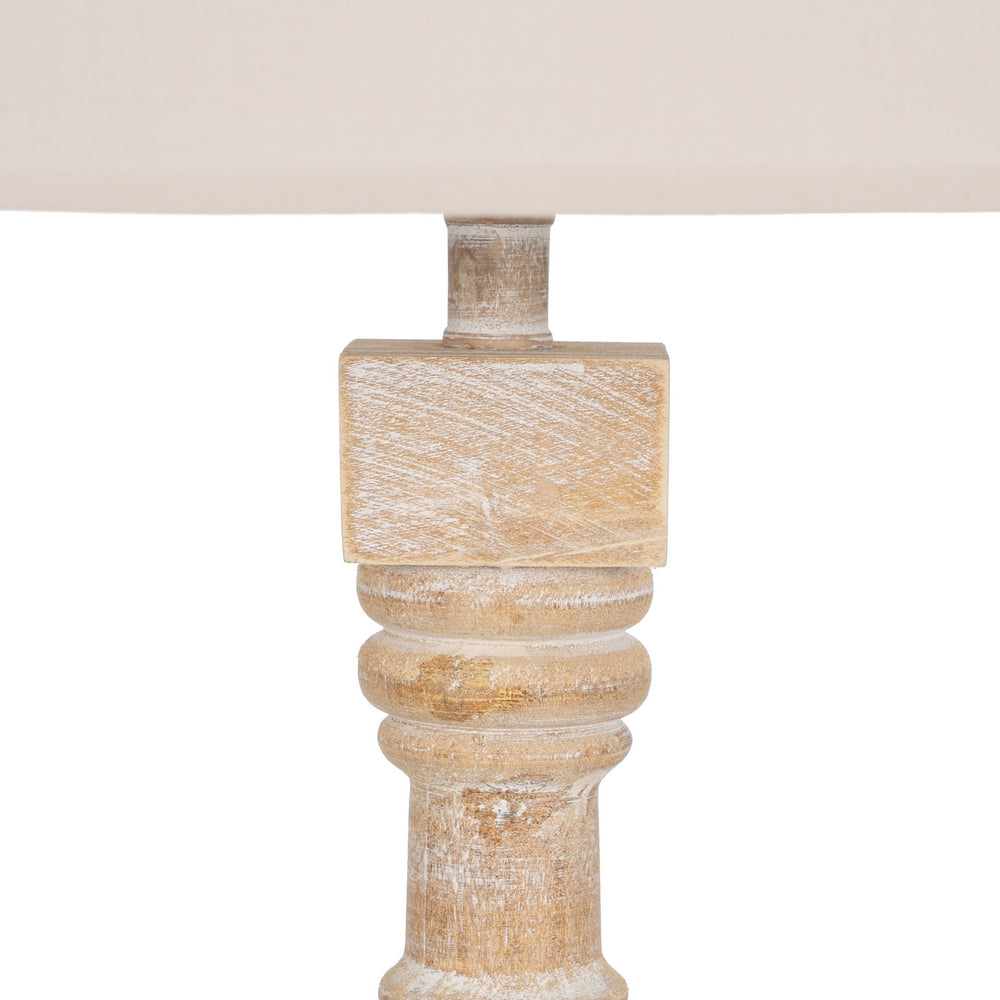 NATURAL WOOD / FABRIC TABLE LAMP 40 X 40 X 82.50 CM