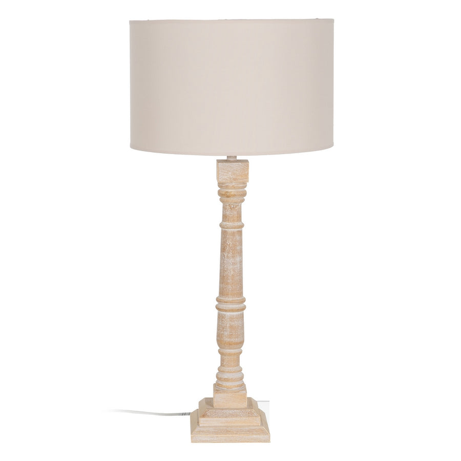 LÁMPARA MESA NATURAL MADERA / TEJIDO 40 X 40 X 82,50 CM