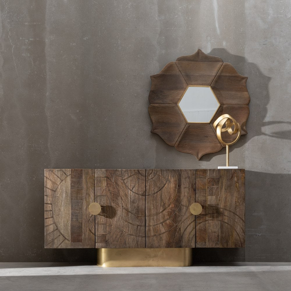 BROWN MANGO WOOD DECORATIVE MIRROR 90 X 3 X 90 CM