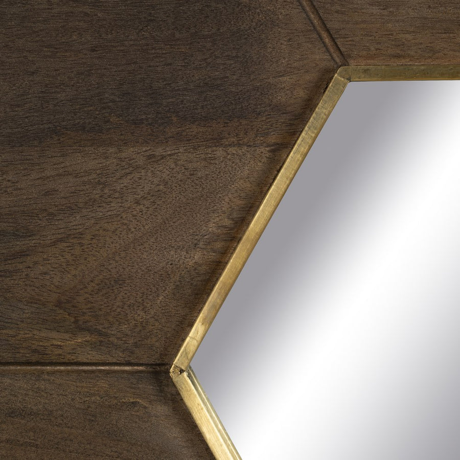 ESPEJO MARRÓN MADERA DE MANGO DECORACIÓN 90 X 3 X 90 CM