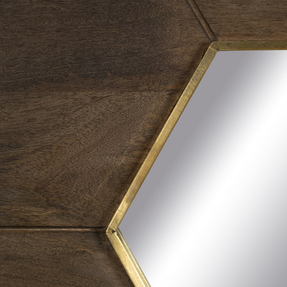 BROWN MANGO WOOD DECORATIVE MIRROR 90 X 3 X 90 CM