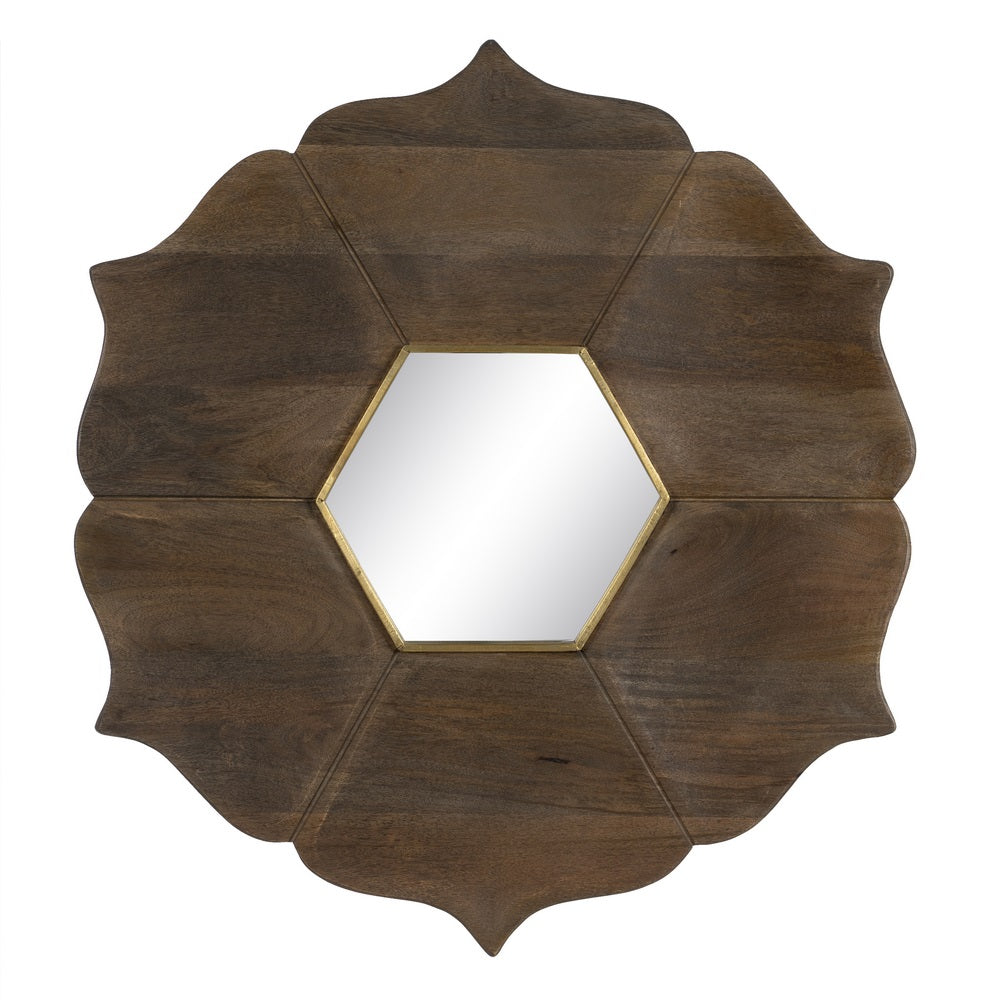 BROWN MANGO WOOD DECORATIVE MIRROR 90 X 3 X 90 CM