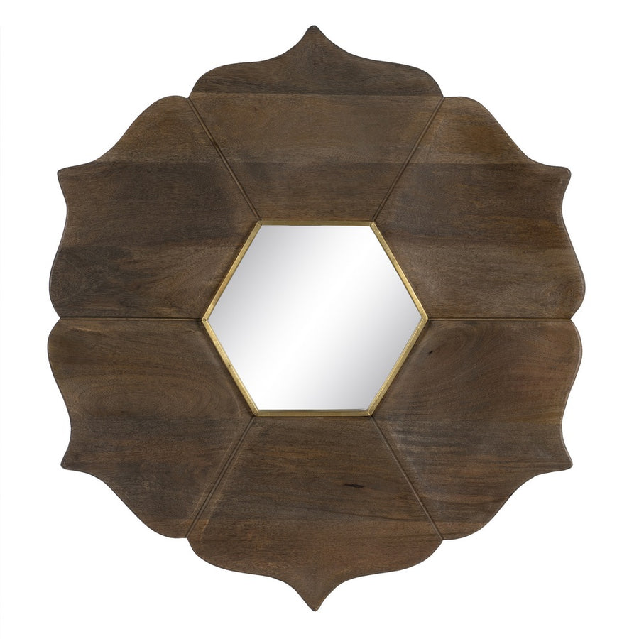 BROWN MANGO WOOD DECORATIVE MIRROR 90 X 3 X 90 CM