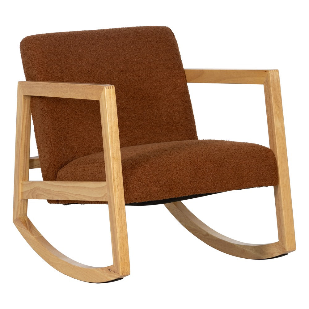 BROWN RUBBERWOOD ROCKING CHAIR LIVING ROOM 60 X 83 X 72 CM