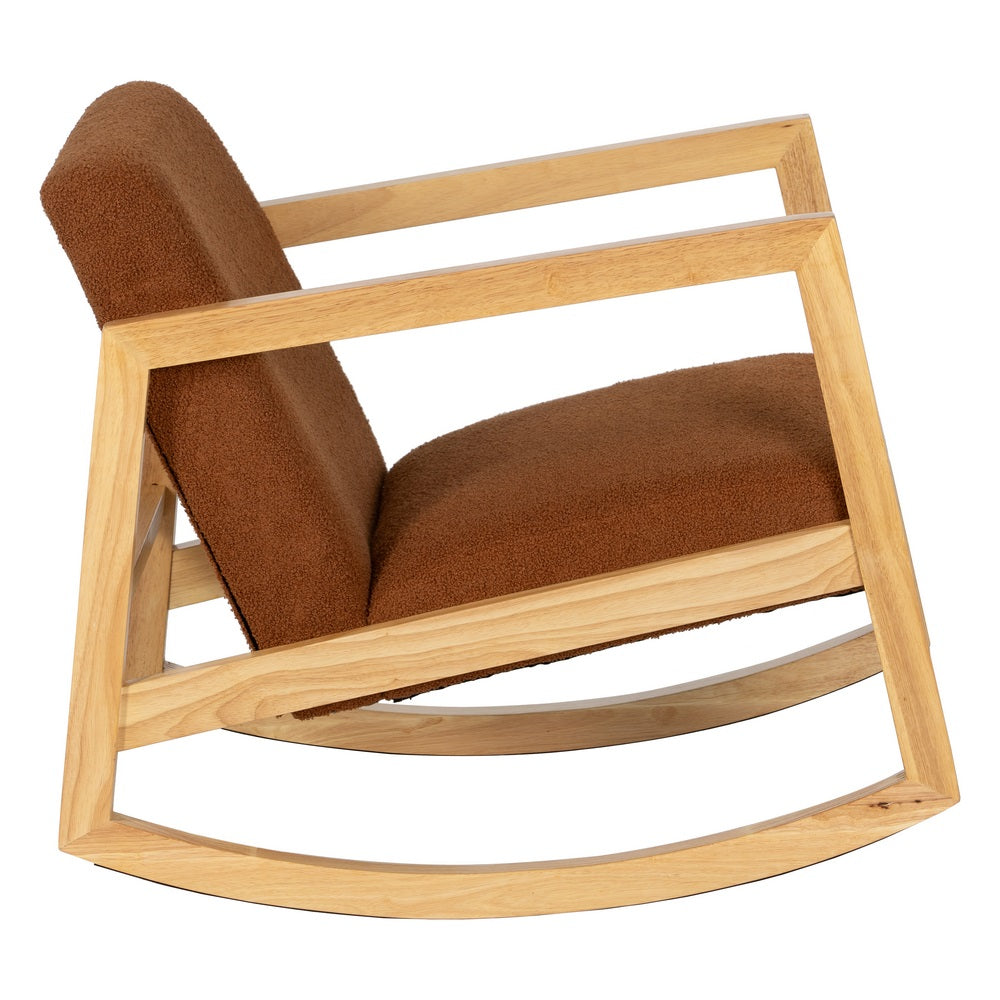 BROWN RUBBERWOOD ROCKING CHAIR LIVING ROOM 60 X 83 X 72 CM