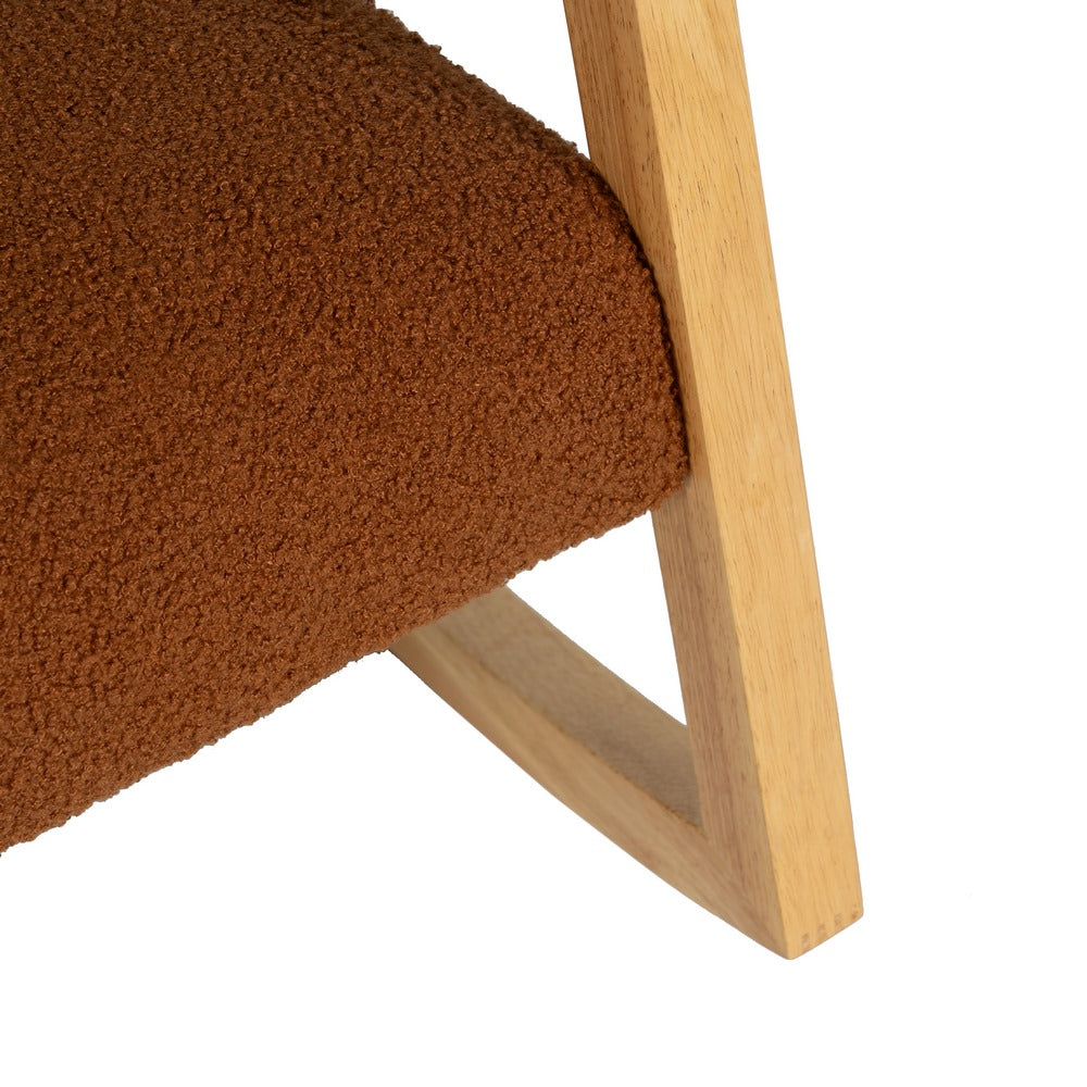BROWN RUBBERWOOD ROCKING CHAIR LIVING ROOM 60 X 83 X 72 CM