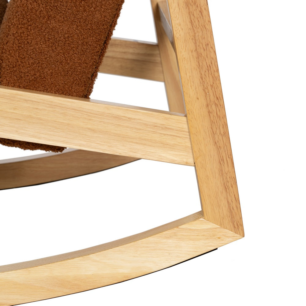 BROWN RUBBERWOOD ROCKING CHAIR LIVING ROOM 60 X 83 X 72 CM