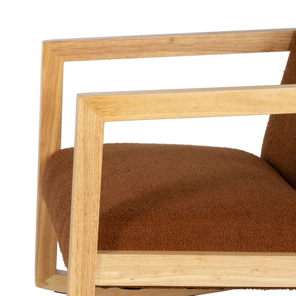 BROWN RUBBERWOOD ROCKING CHAIR LIVING ROOM 60 X 83 X 72 CM