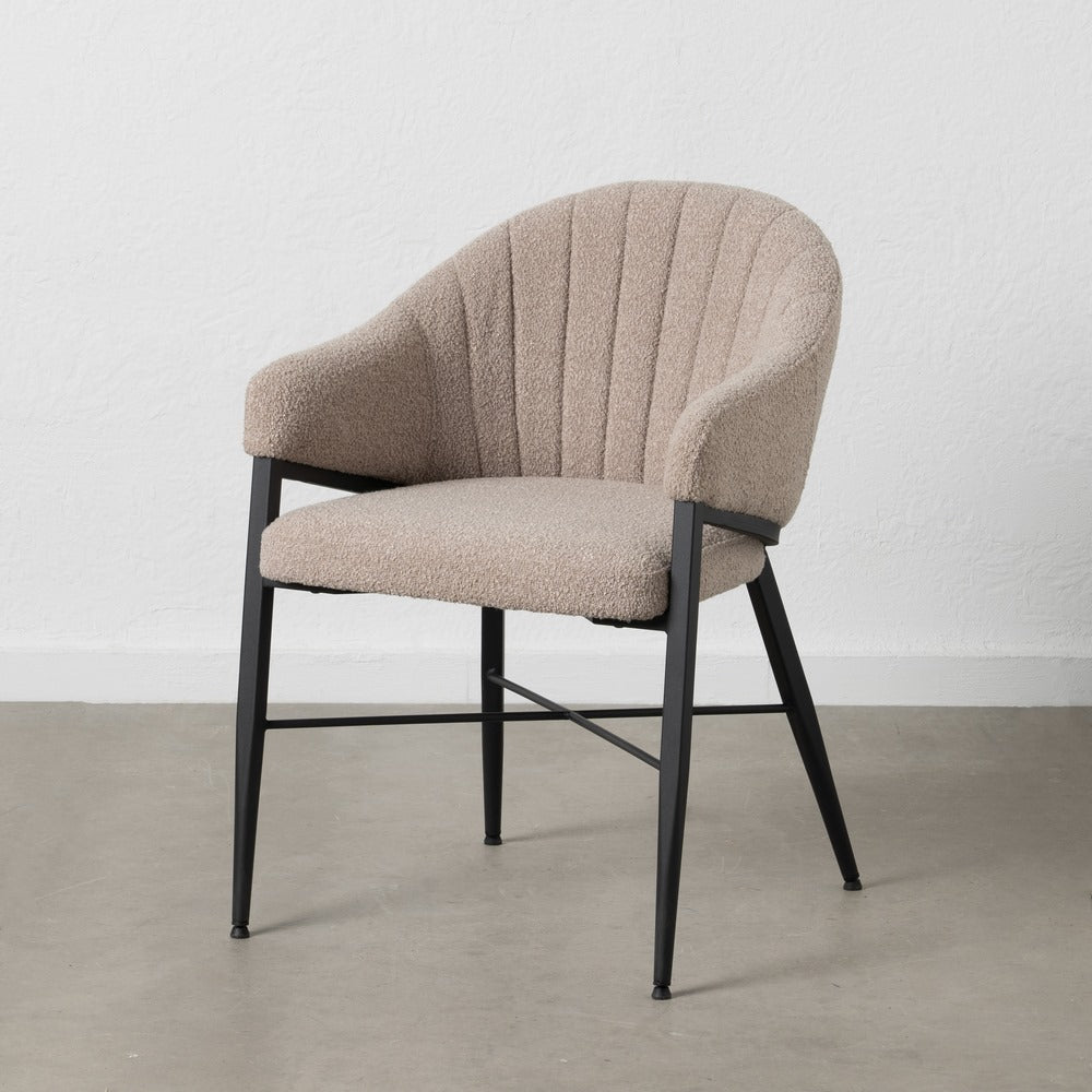 SILLA BRAZOS BEIGE TEJIDO-METAL SAL�N 56 X 61 X 82 CM