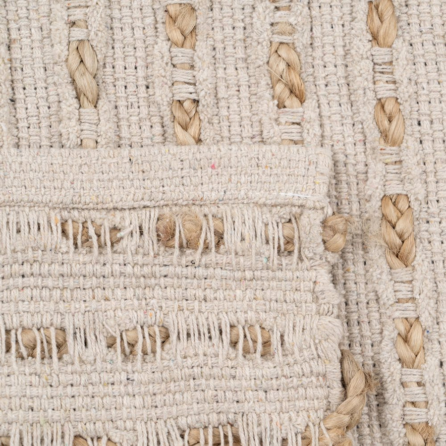 ALFOMBRA NATURAL-BLANCO YUTE-ALGODÓN 160 X 230 CM