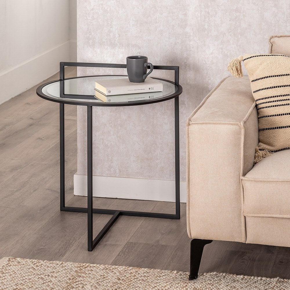 BLACK METAL-MIRROR SIDE TABLE LIVING ROOM 59 X 59 X 67.50 CM