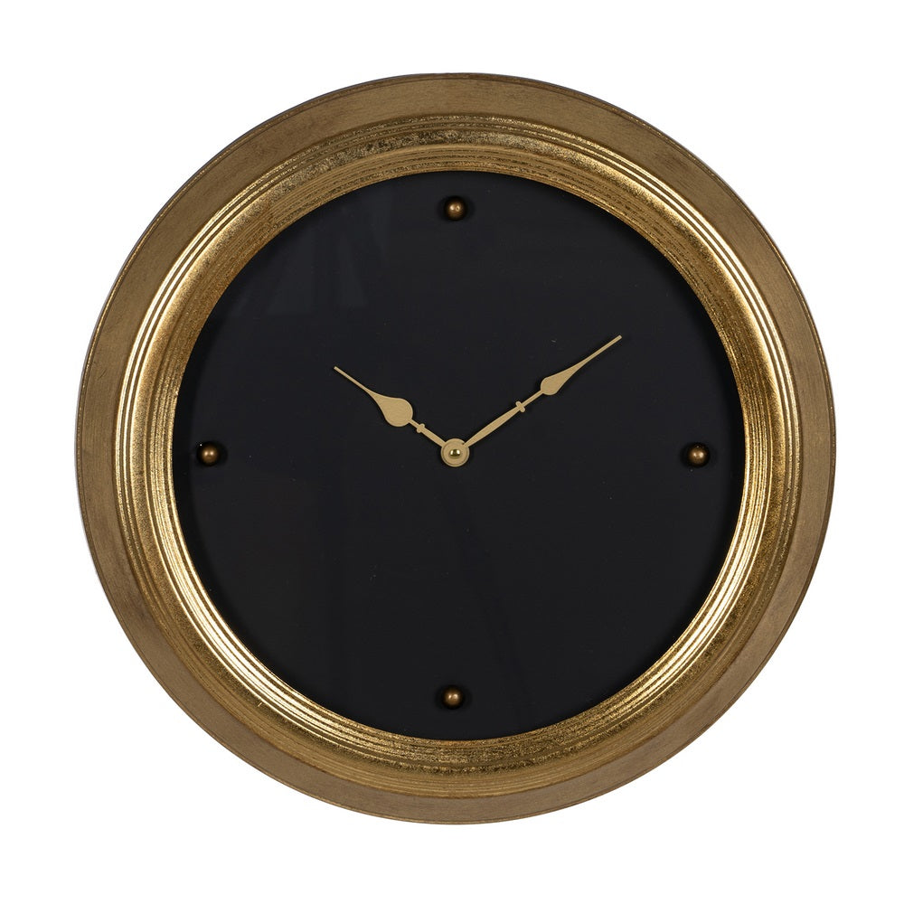 RELOJ ORO-NEGRO METAL-CRISTAL DECORACIÓN 46 X 6 X 46 CM