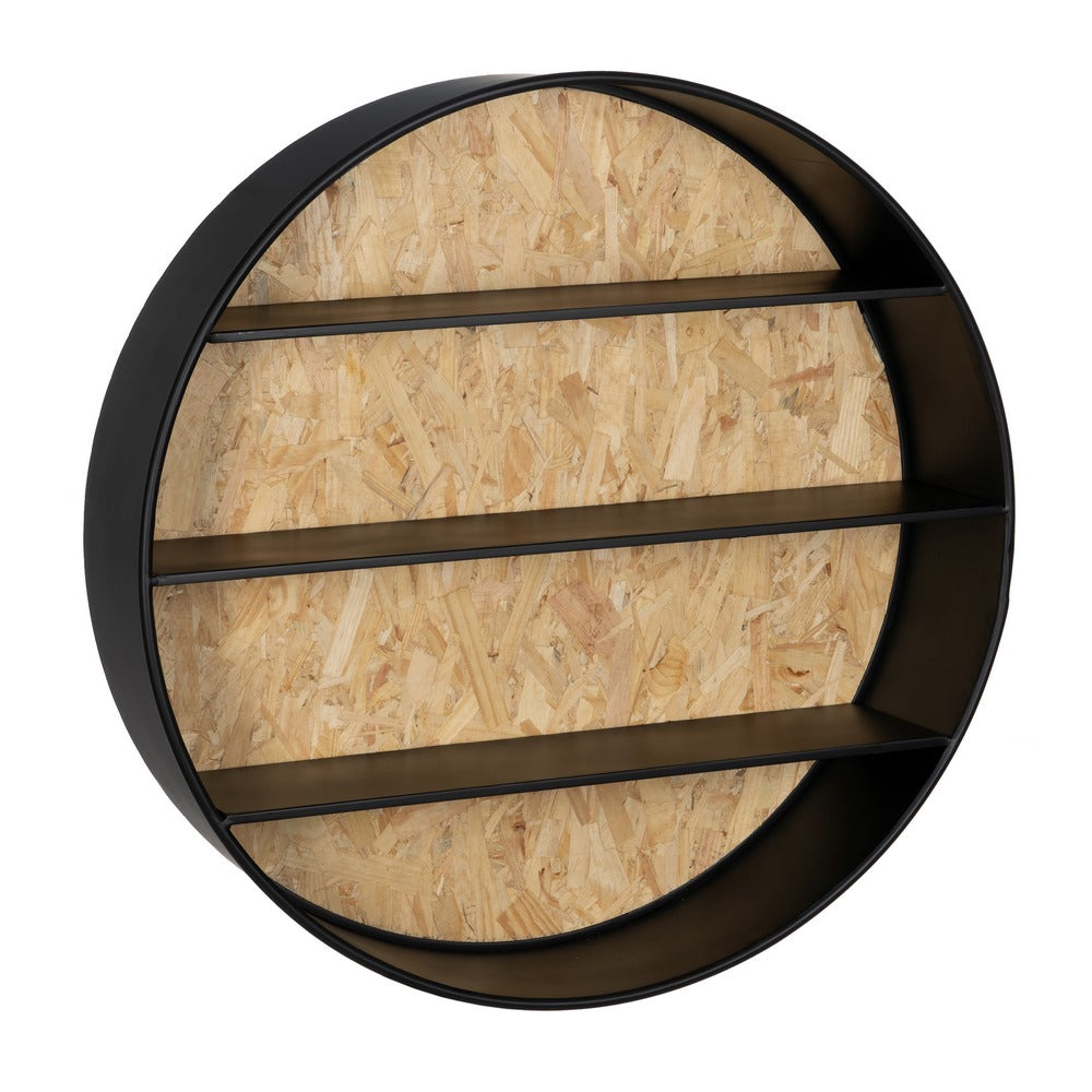 ESTANTER�A PARED NATURAL-NEGRO DM-METAL 92 X 22,50 X 92 CM