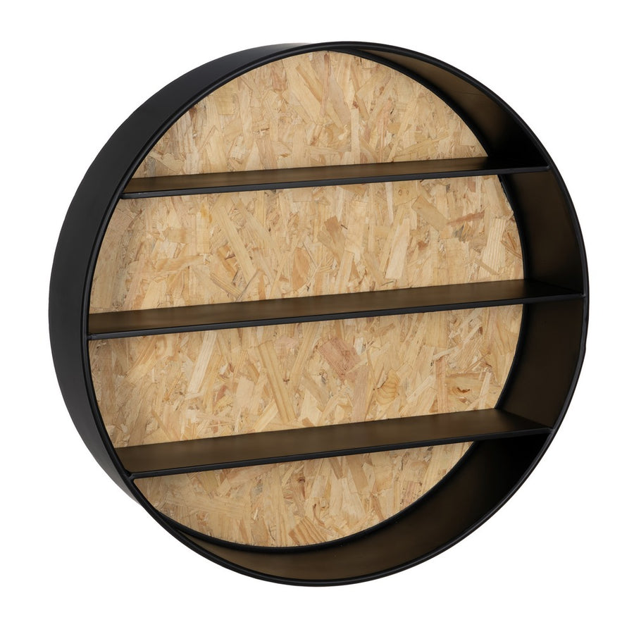 ESTANTERÍA PARED NATURAL-NEGRO DM-METAL 92 X 22,50 X 92 CM