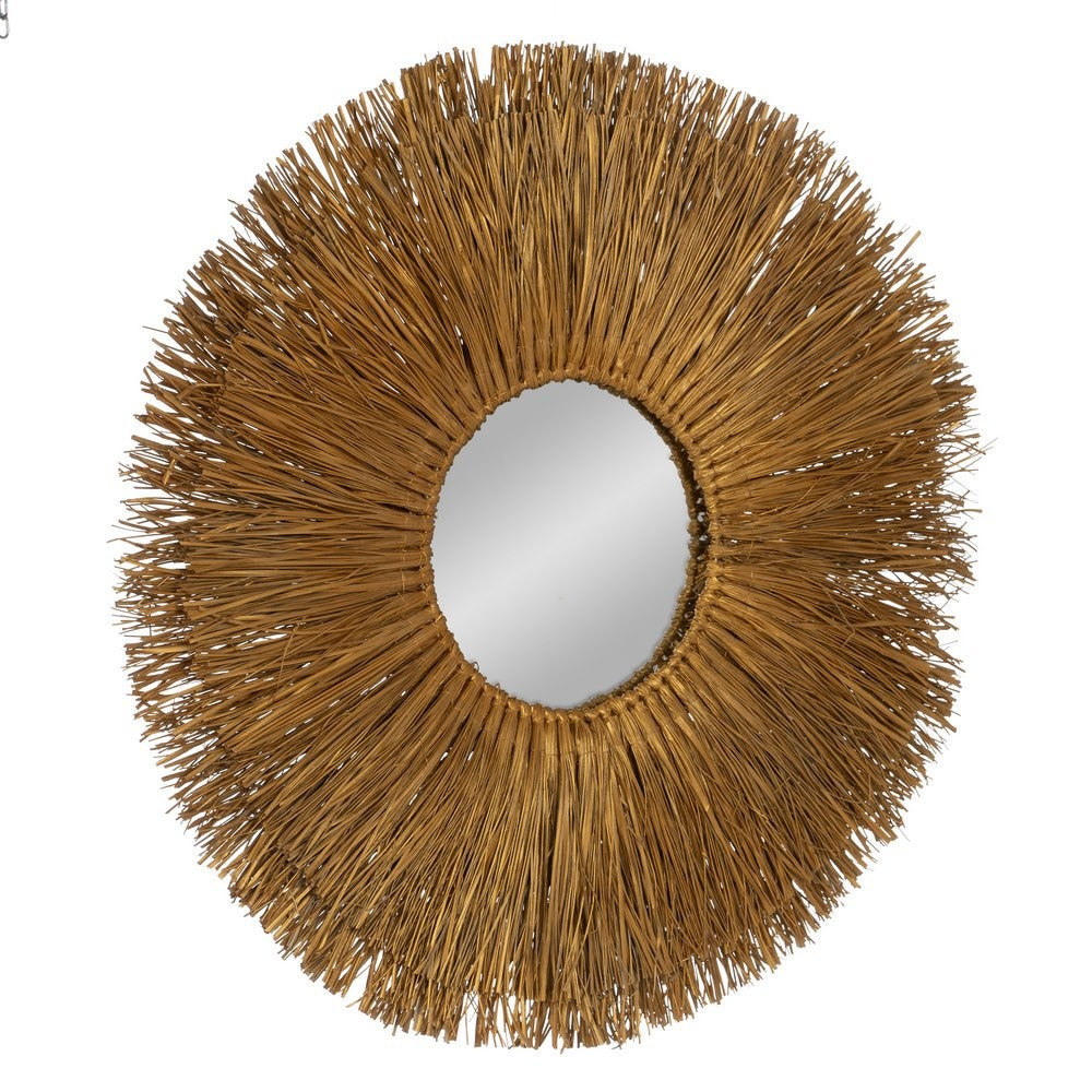 ESPEJO FIBRA NATURAL DECORACIÓN 80 X 5 X 80 CM