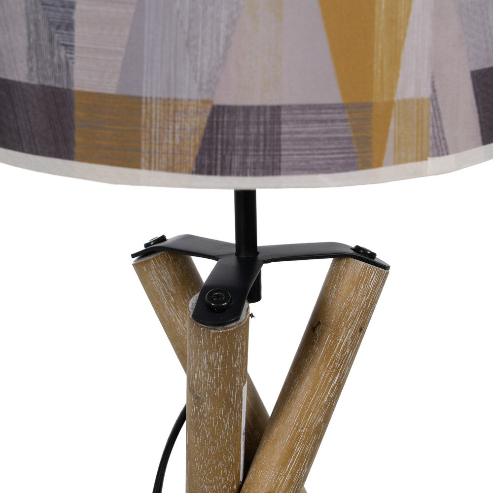 NATURAL FABRIC-WOOD TABLE LAMP 25 X 25 X 54 CM