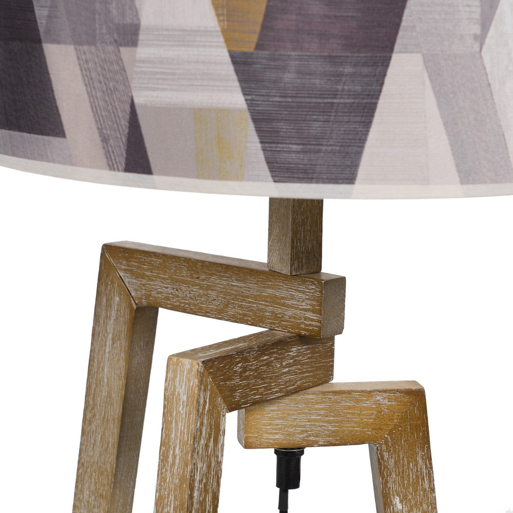 LÁMPARA MESA NATURAL TEJIDO-MADERA 33 X 33 X 67 CM