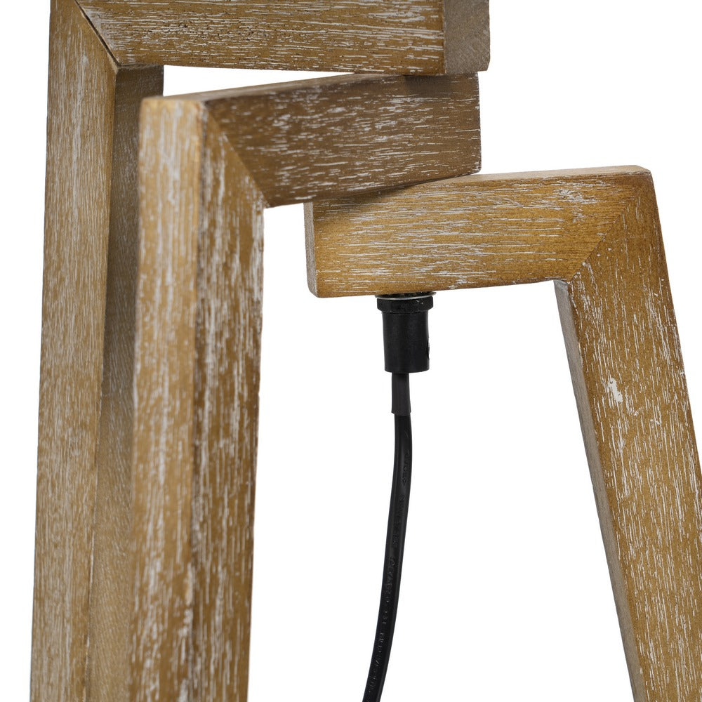 LÁMPARA MESA NATURAL TEJIDO-MADERA 33 X 33 X 67 CM