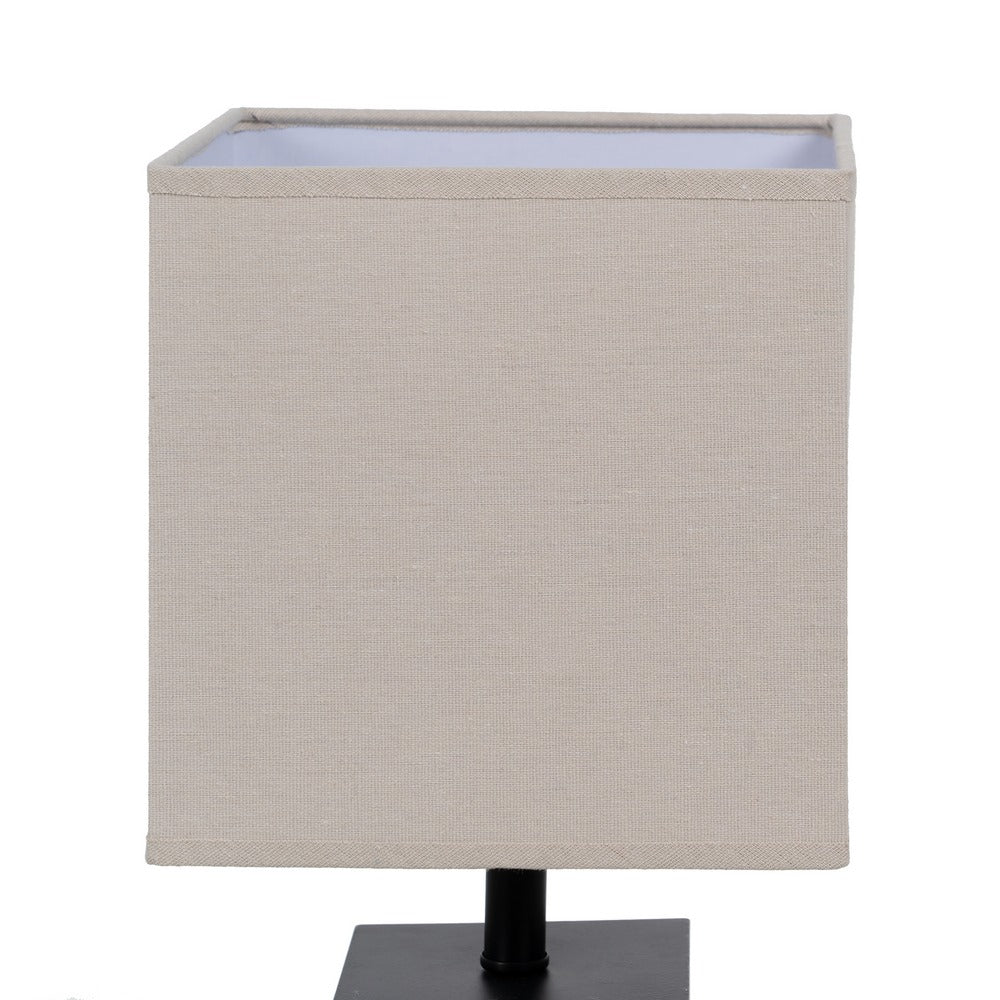 LÁMPARA MESA MARRÓN-CREMA TEJIDO-MADERA 20 X 20 X 40 CM
