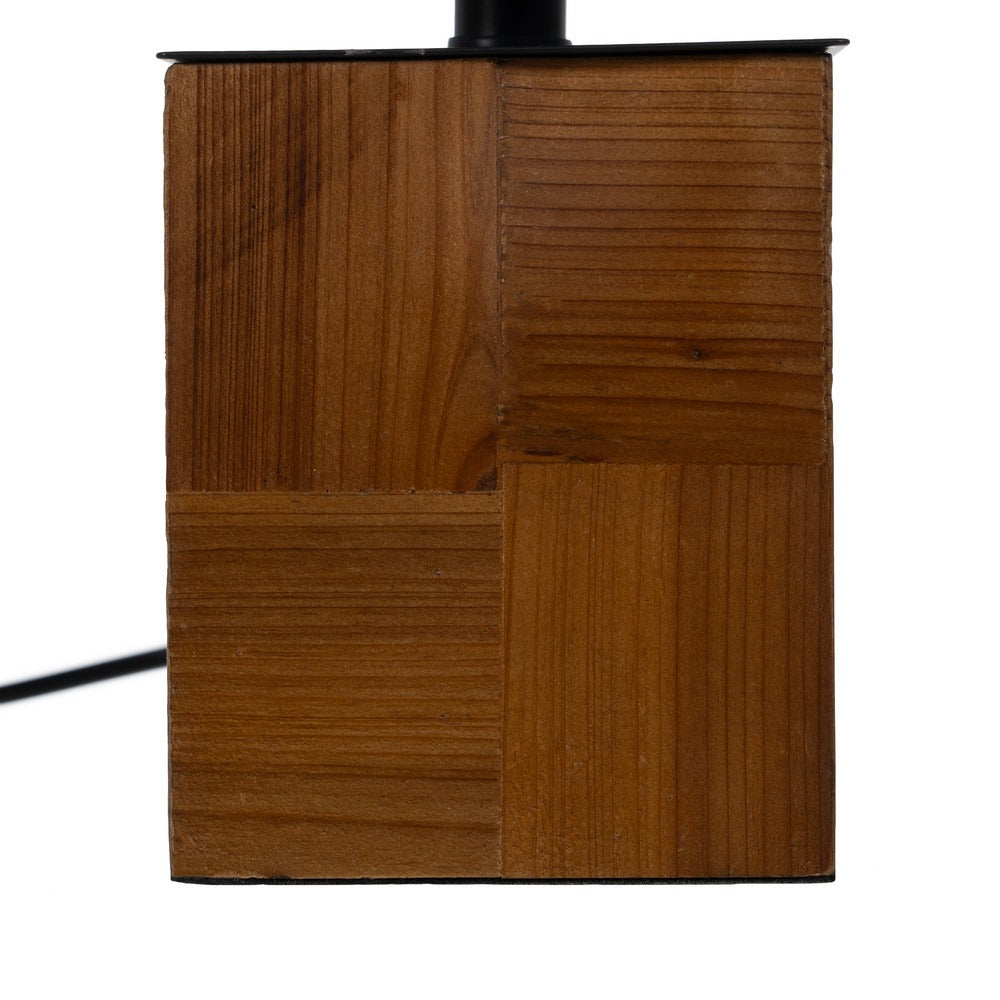 LÁMPARA MESA MARRÓN-CREMA TEJIDO-MADERA 20 X 20 X 40 CM