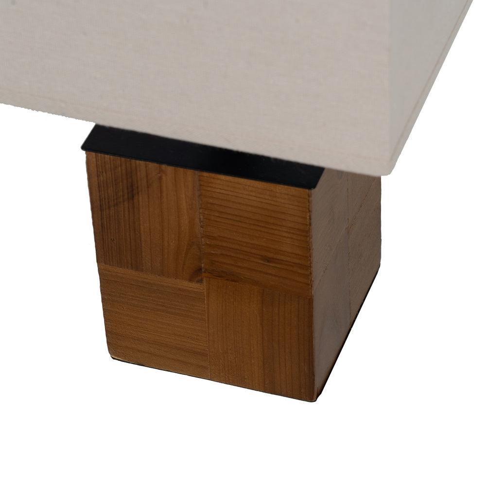 LÁMPARA MESA MARRÓN-CREMA TEJIDO-MADERA 20 X 20 X 40 CM