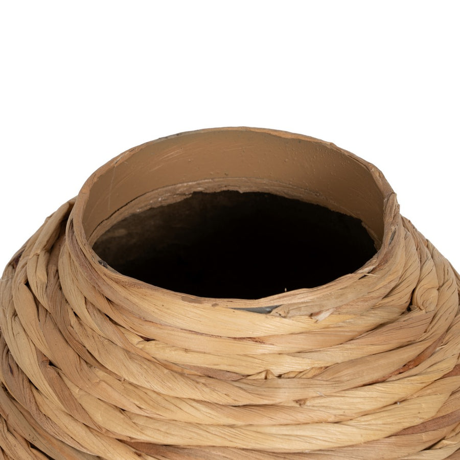 JARRÓN FIBRA NATURAL DECORACIÓN 26 X 26 X 27 CM