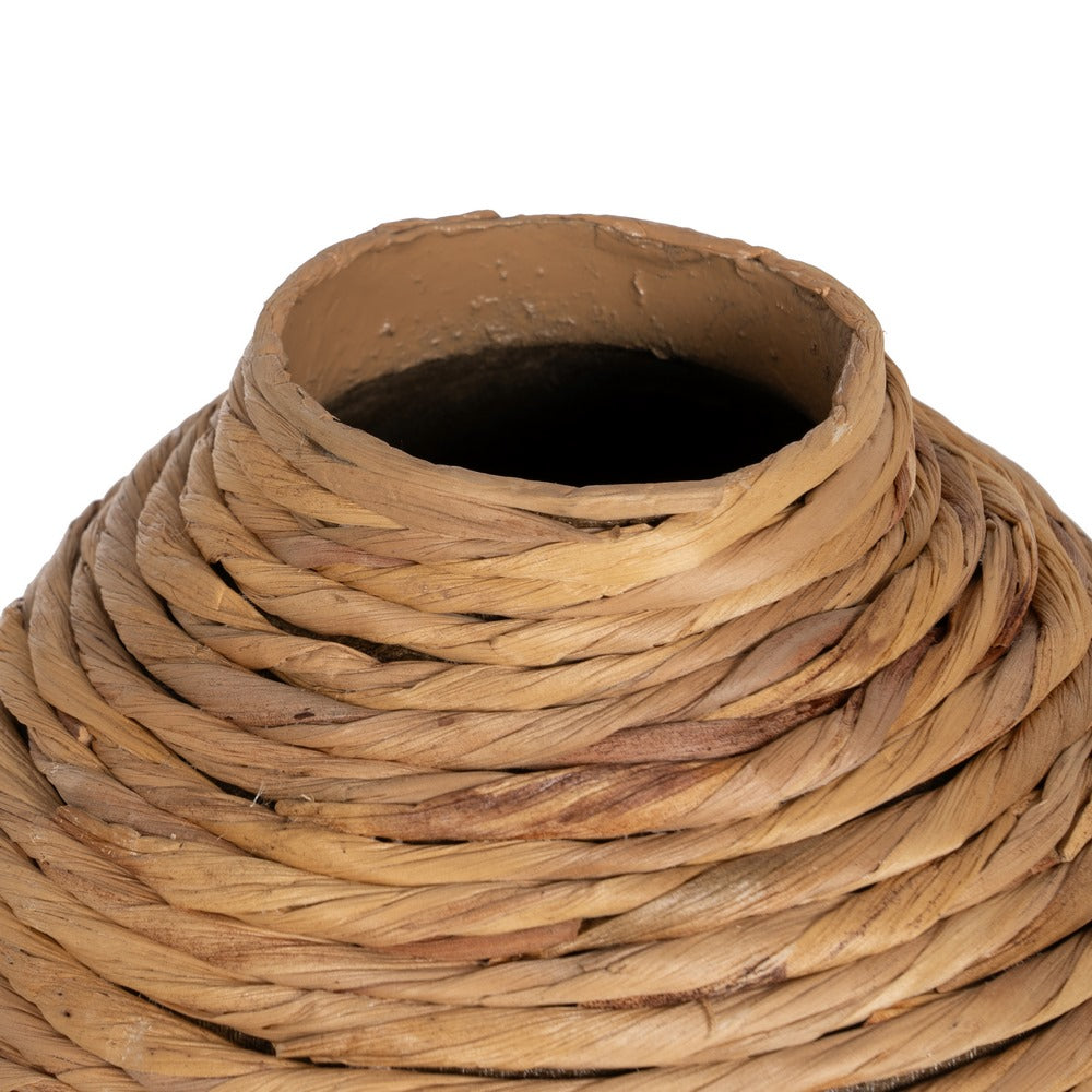 JARRÓN FIBRA NATURAL DECORACIÓN 26 X 26 X 41 CM