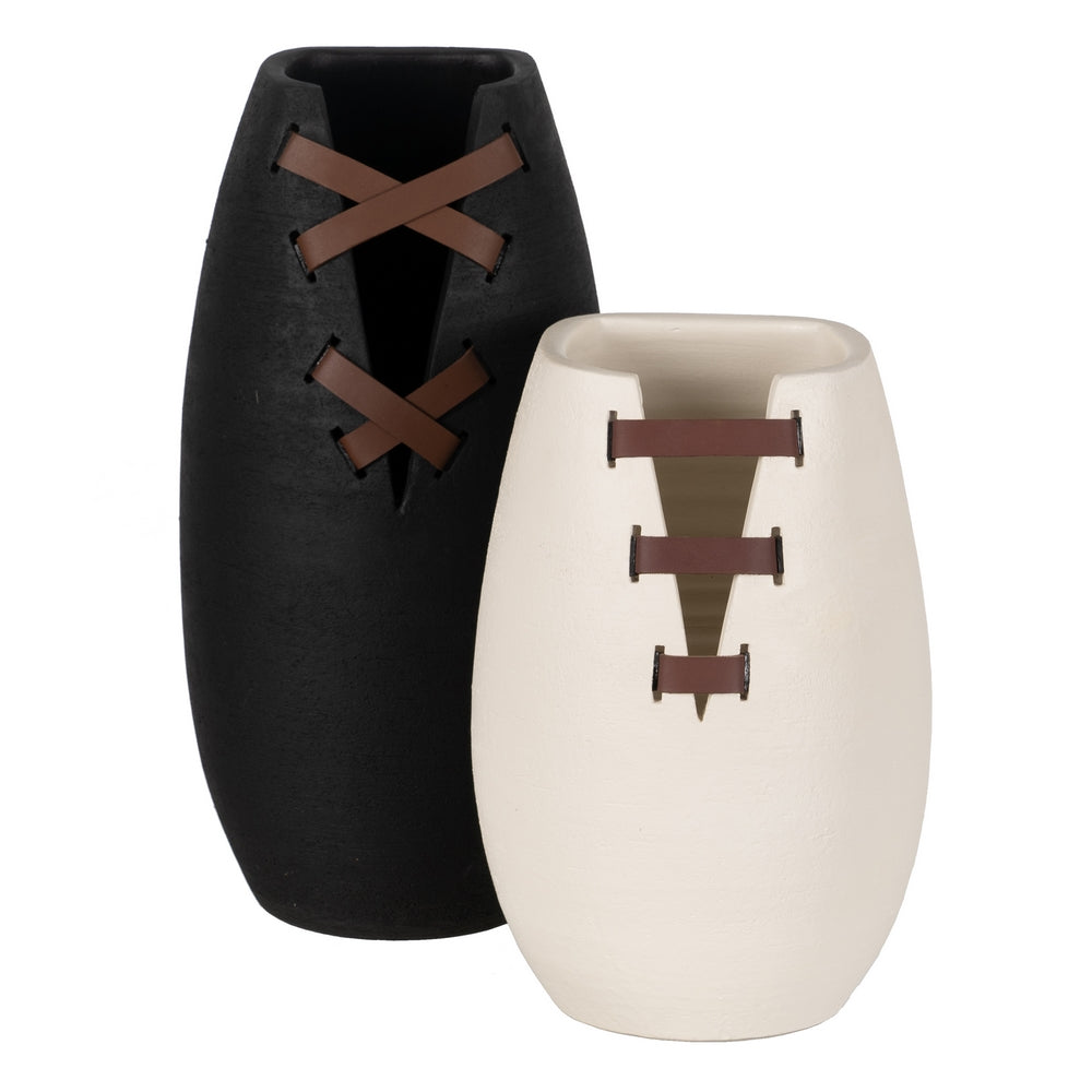 BLACK CERAMIC DECORATIVE VASE 20 X 20 X 41 CM