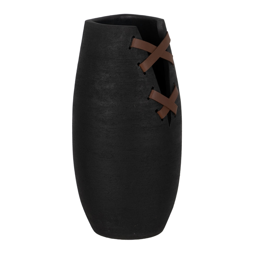 BLACK CERAMIC DECORATIVE VASE 20 X 20 X 41 CM