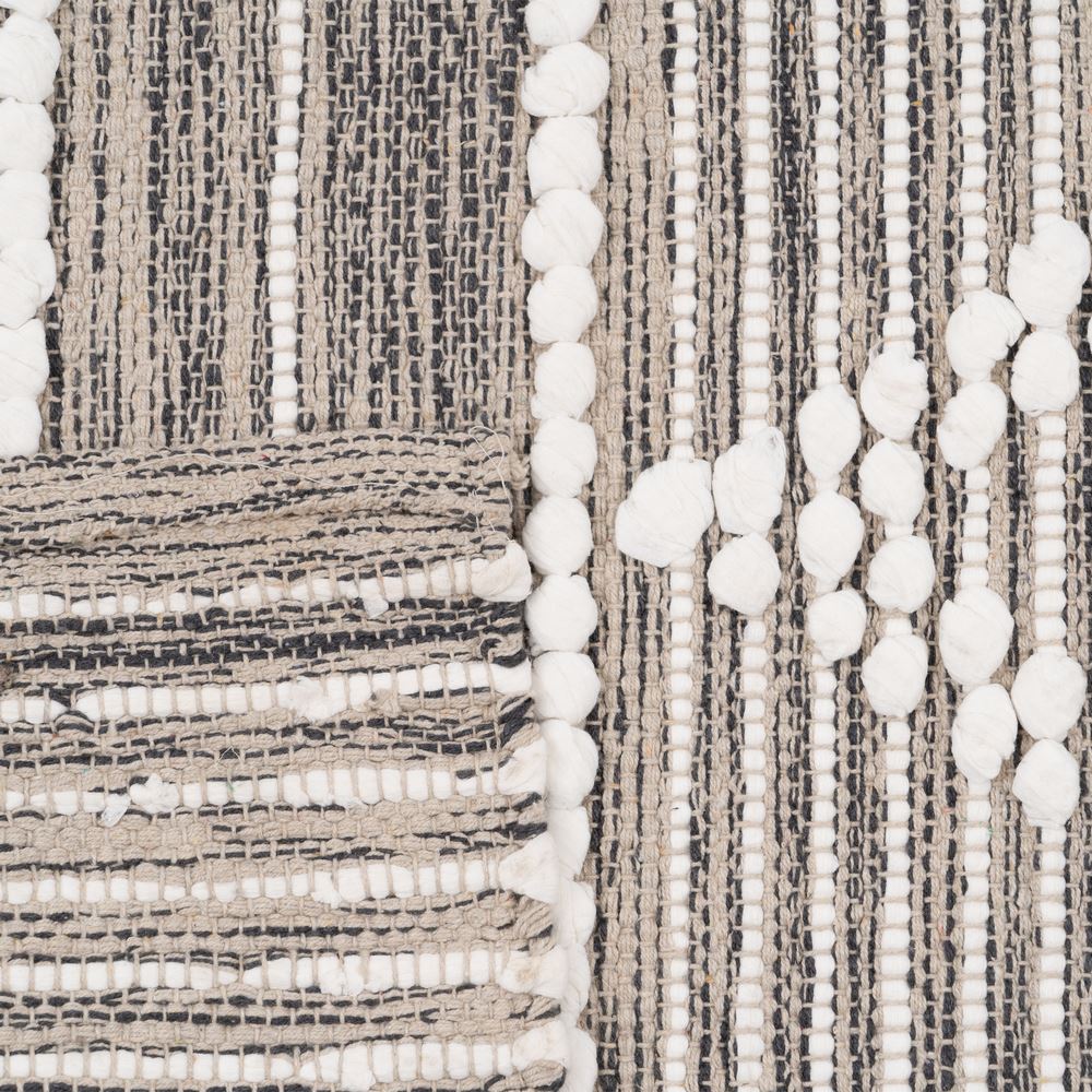 ALFOMBRA GRIS-BLANCO POLIESTER-ALGODÓN 80 X 150 CM