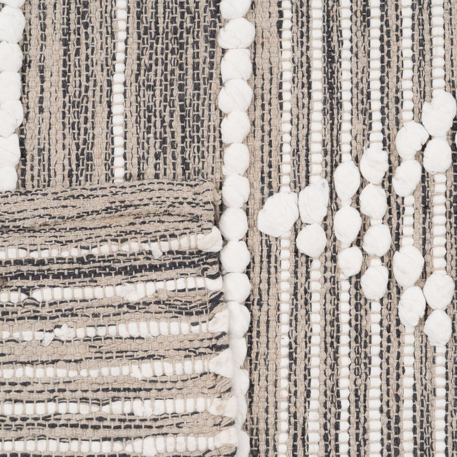 ALFOMBRA GRIS-BLANCO POLIESTER-ALGODÓN 80 X 150 CM