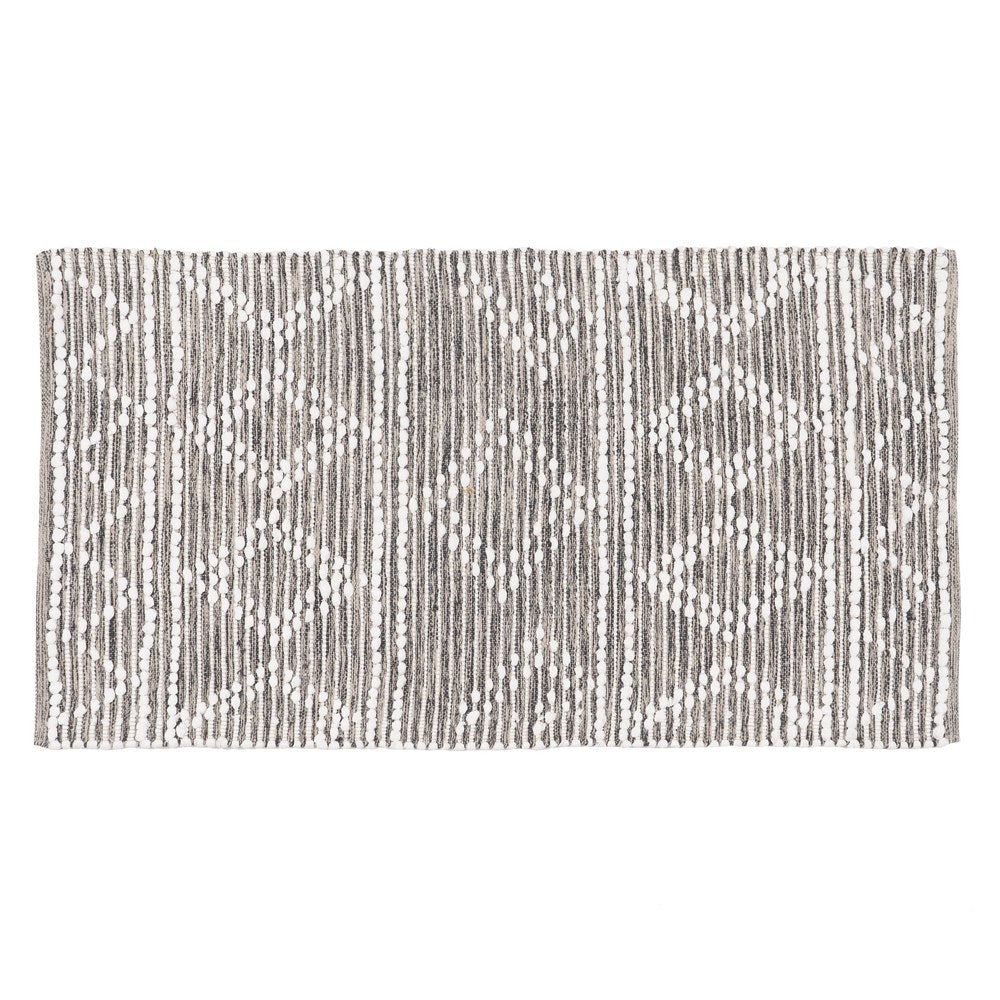 ALFOMBRA GRIS-BLANCO POLIESTER-ALGODÓN 80 X 150 CM