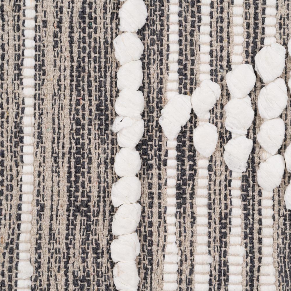 ALFOMBRA GRIS-BLANCO POLIESTER-ALGODÓN 120 X 180 CM