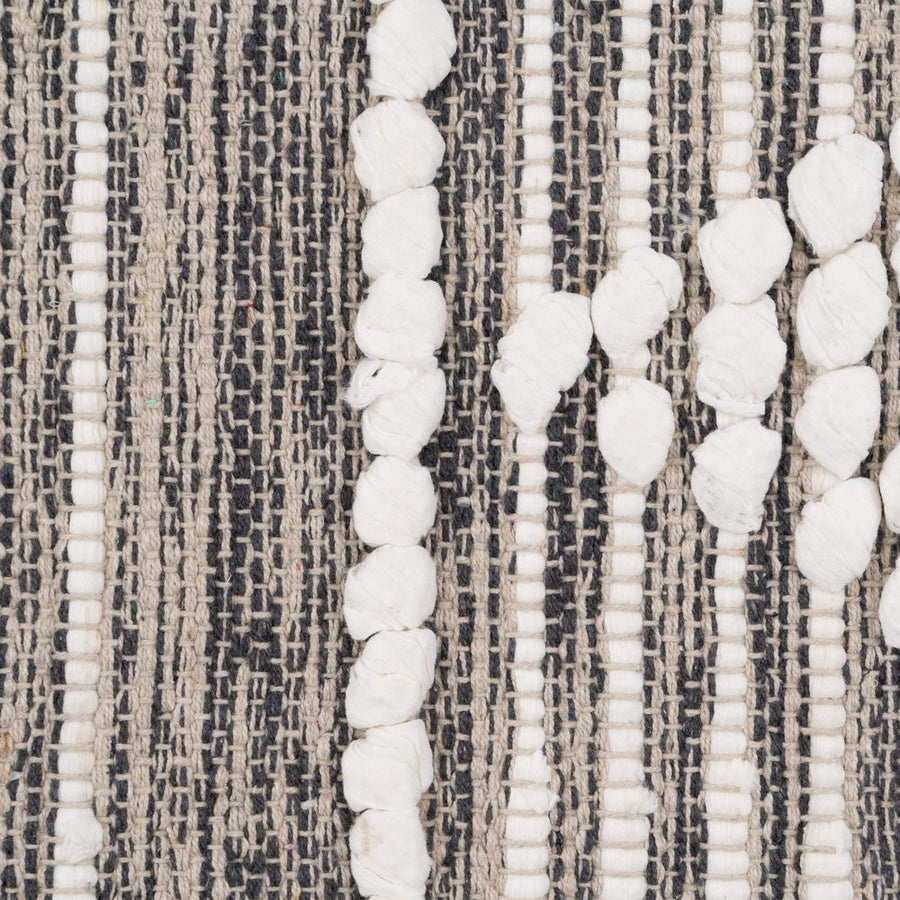 ALFOMBRA GRIS-BLANCO POLIESTER-ALGODÓN 120 X 180 CM