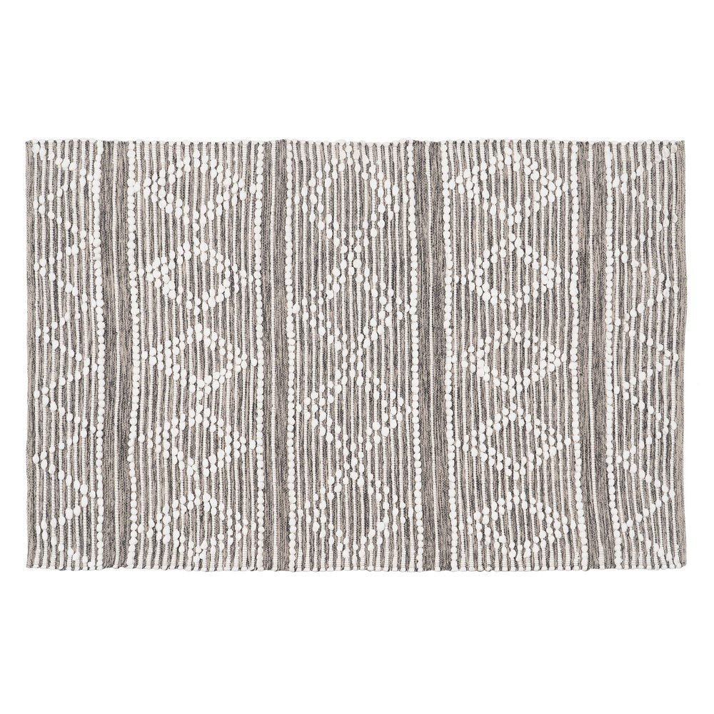 ALFOMBRA GRIS-BLANCO POLIESTER-ALGODÓN 120 X 180 CM