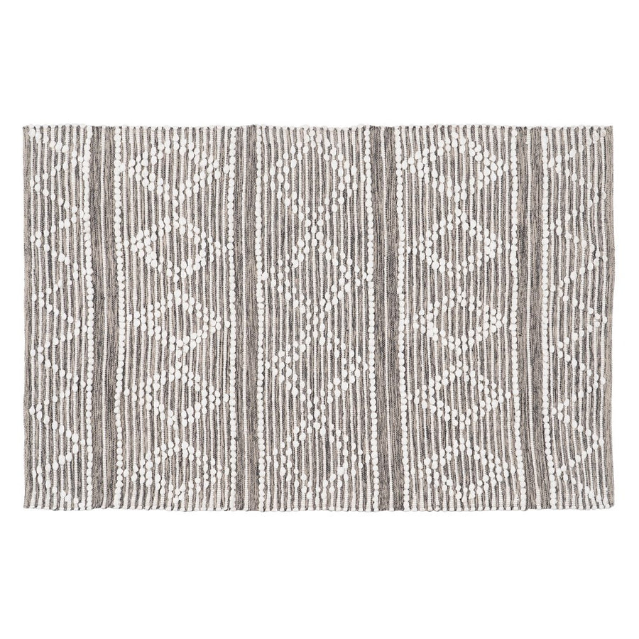 ALFOMBRA GRIS-BLANCO POLIESTER-ALGODÓN 120 X 180 CM