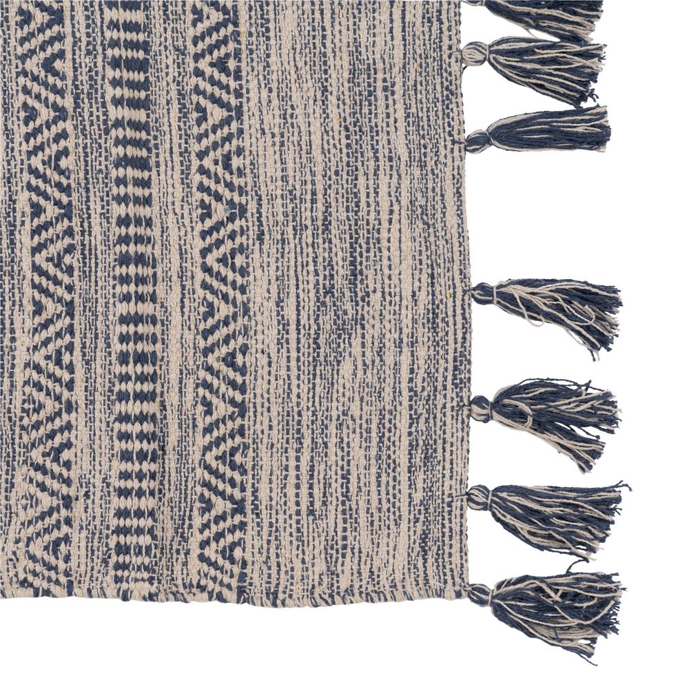 BLUE-WHITE POLYESTER-COTTON RUG 80 X 150 CM