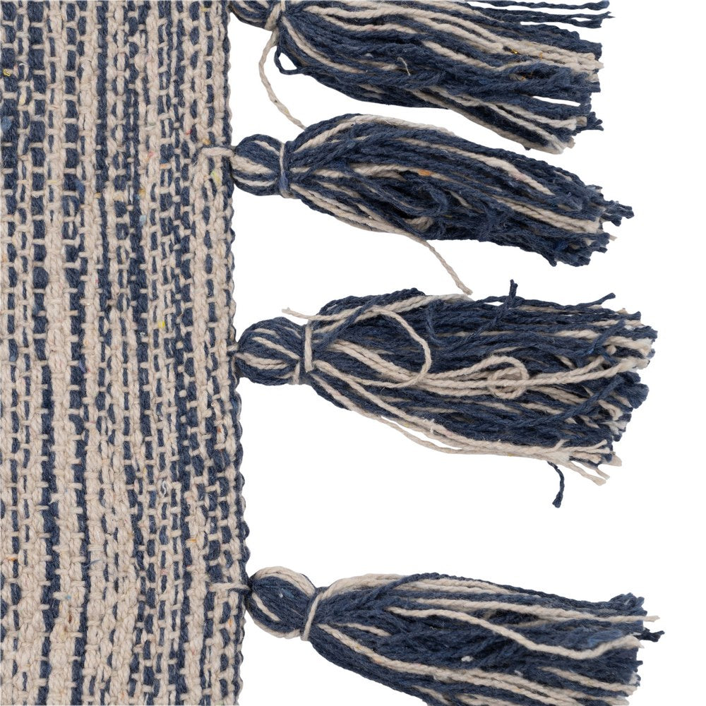 BLUE-WHITE POLYESTER-COTTON RUG 80 X 150 CM