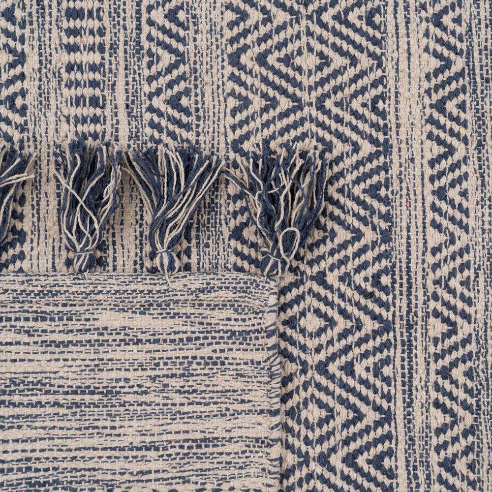 BLUE-WHITE POLYESTER-COTTON RUG 120 X 180 CM