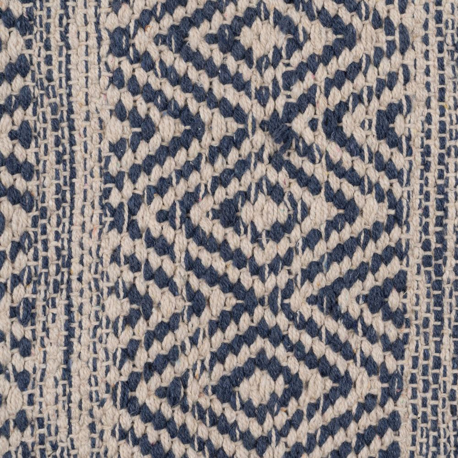 ALFOMBRA AZUL-BLANCO POLIESTER-ALGODÓN 160 X 230 CM