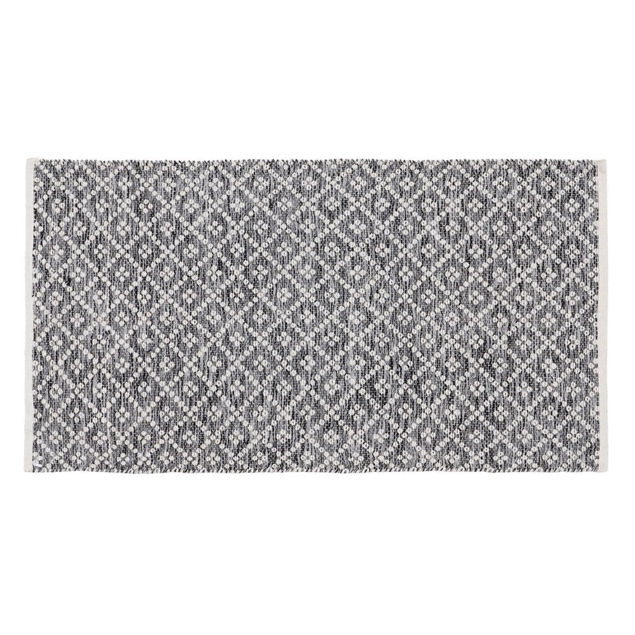 ALFOMBRA GRIS-BLANCO POLIESTER-ALGODÓN 80 X 150 CM